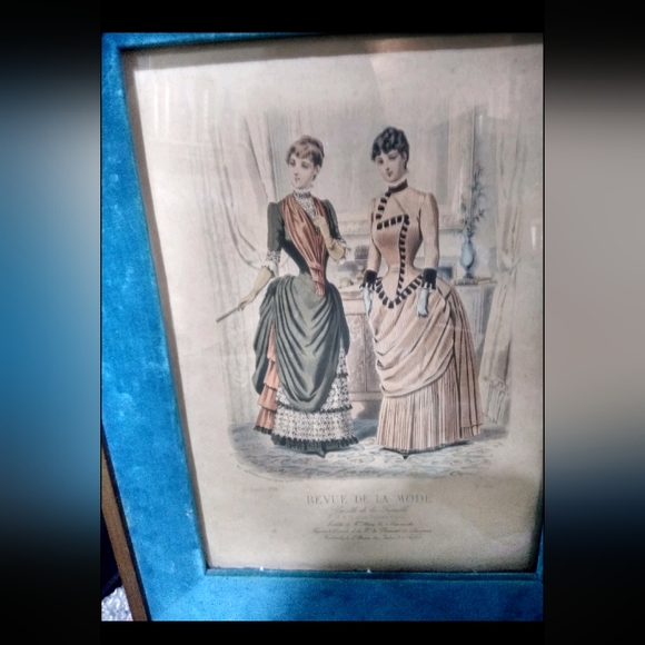 Antique 1800's  French Fashion REVUE DE LA MODE signed & numbered framed set - Picture 4 of 16